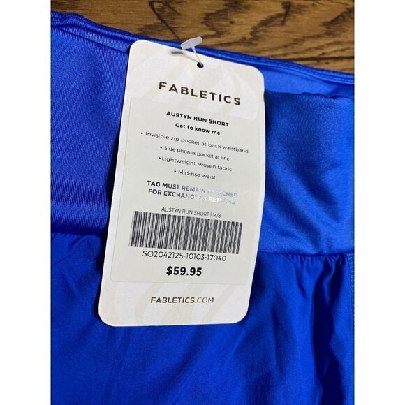 New fabletics austyn women's run shorts skort blue pocket size medium - Picture 2 of 8